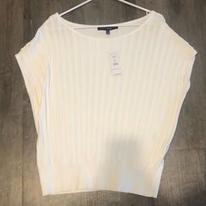 WHBM banded white sweater top size Large